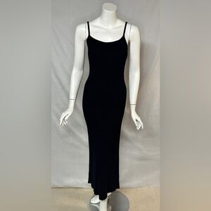 White + Warren Size Small Black Superfine Organic Cotton Ribbed Maxi Dress